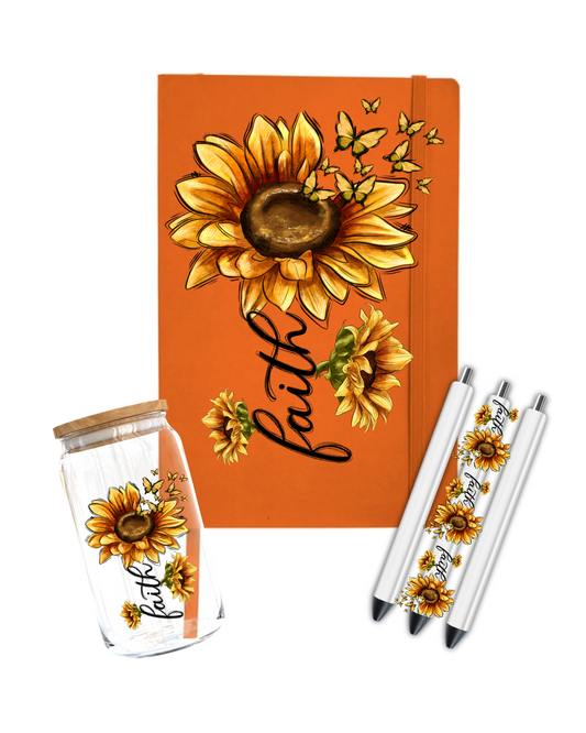 Faith - Sunflower,Butterflies   - Journal UV DTF