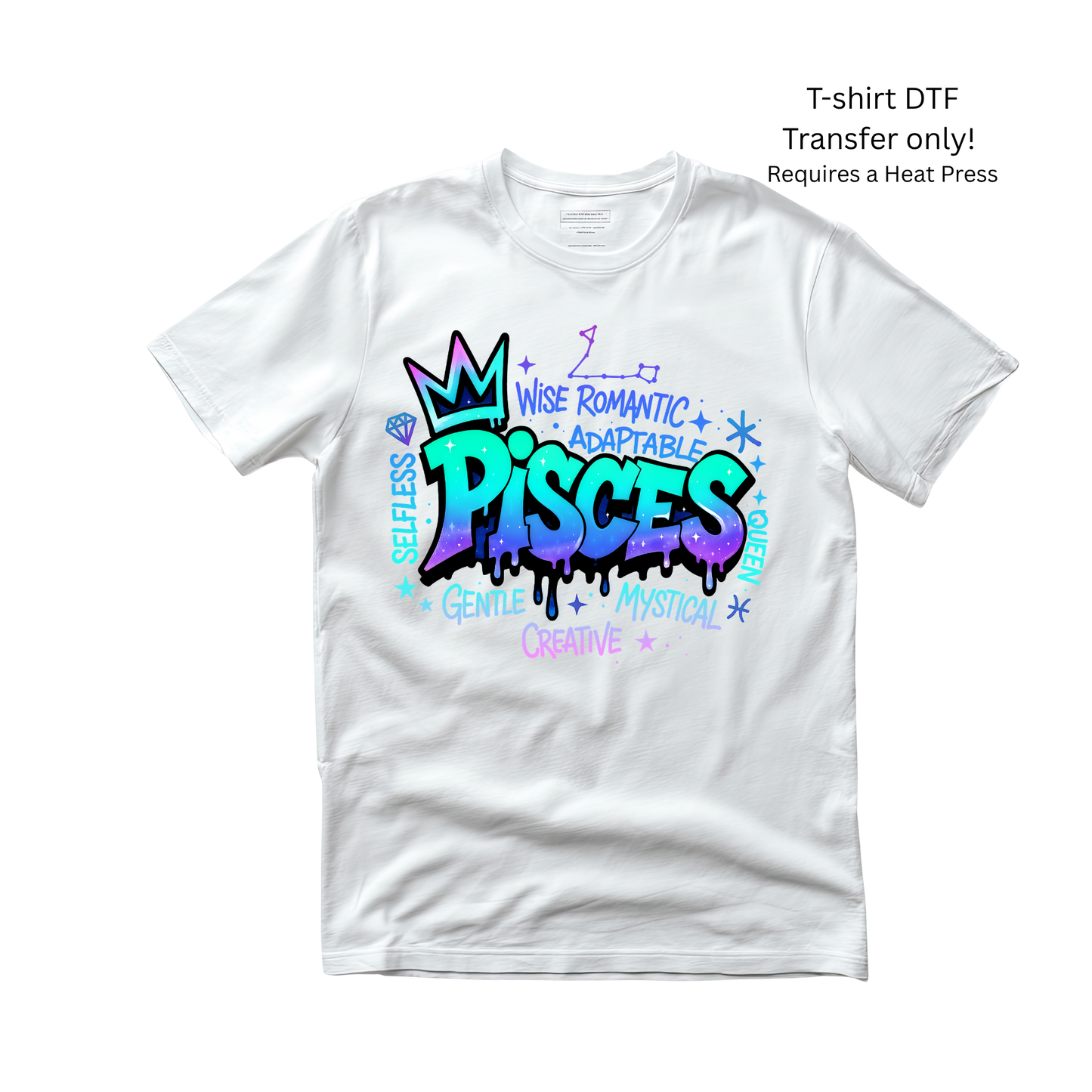 Pisces-Zodiac Sign -Dtf Transfer