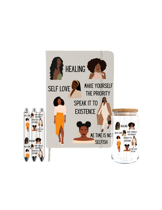Self love Affirmations (black woman) healing , self love -Journal UV DTF DECAL