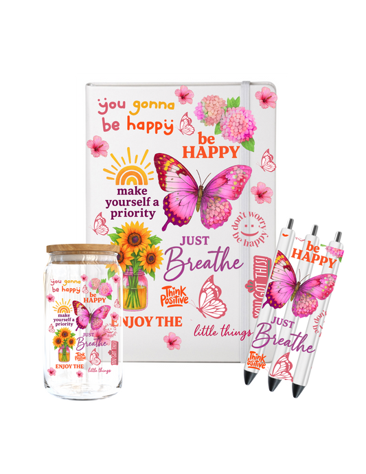 you gonna be happy (pink butterfly )- Journal UV DTF DECAL