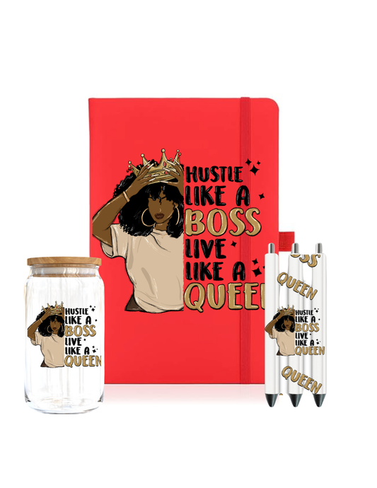 Hustle like a boss live like a Queen- Journal UV DTF DECAL