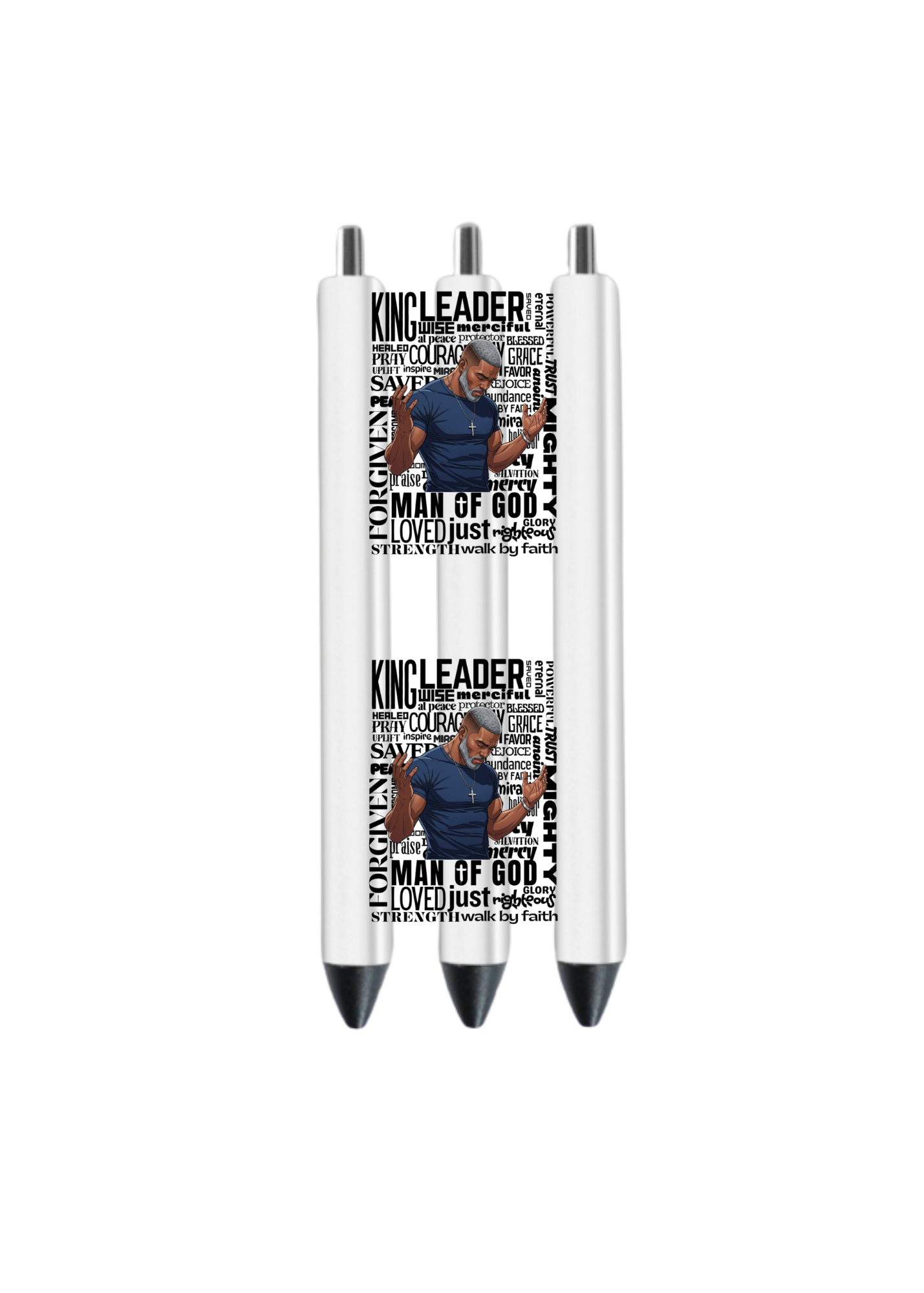 King Leader (blue male Shirt) ( Christian related) -UV DTF