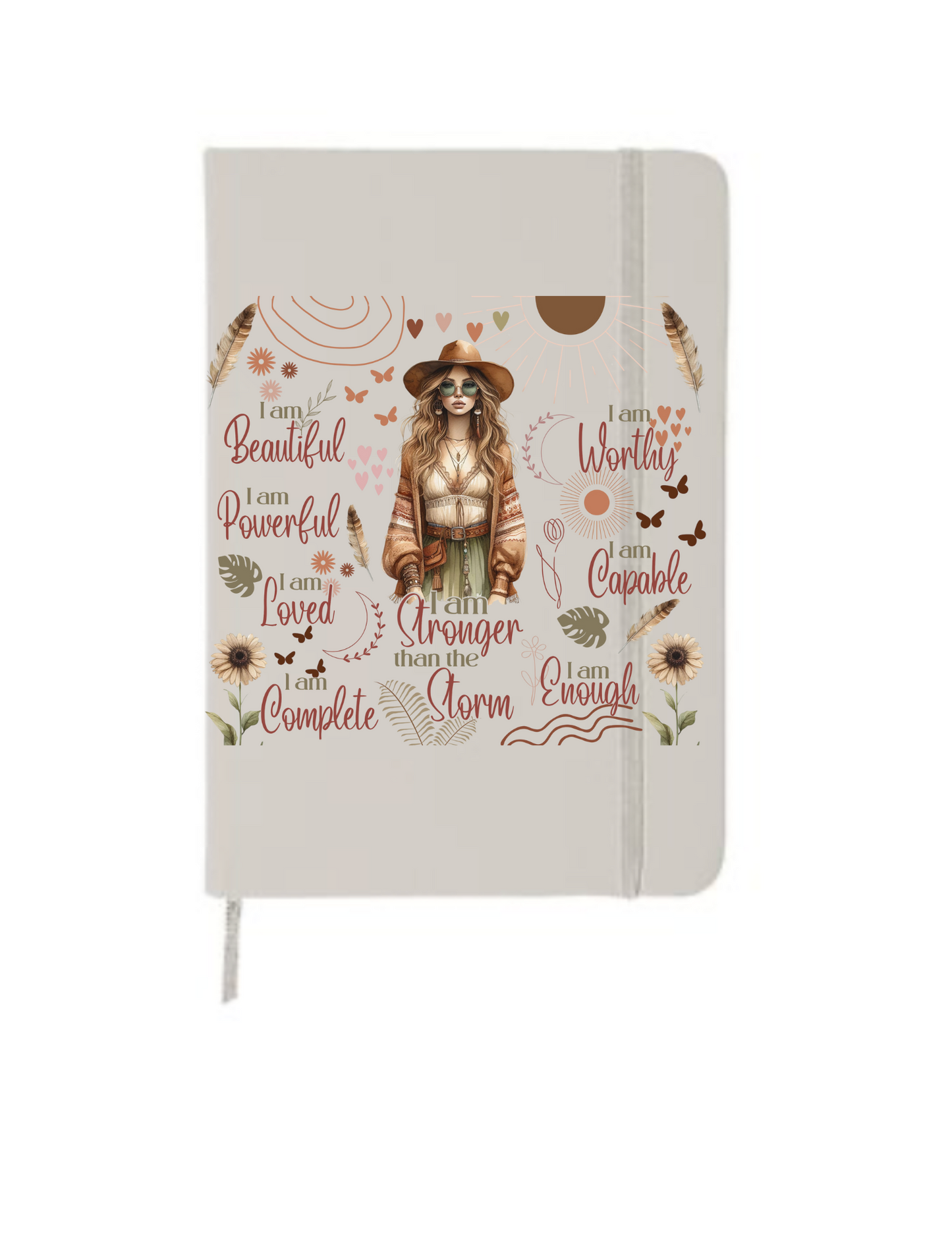 I am Stronger than the storm- Positive Affirmations, Self Love Caucasian Woman  -Journal UV DTF DECAL