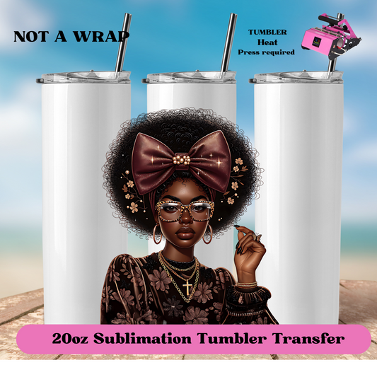 Brown lady bow-20oz Skinny Tumbler  (NOT A WRAP)