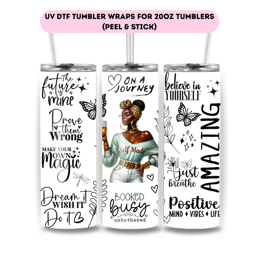 Self made (black woman)- FULL WRAP UV DTF DECAL