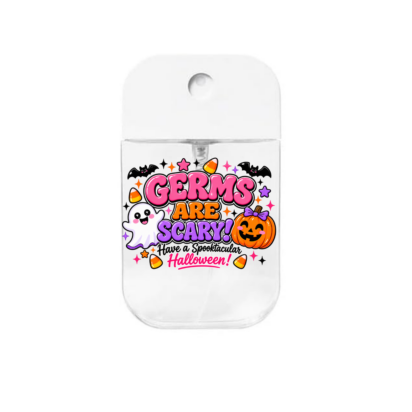 Germs are Scary have a Spooktacular Halloween-UVDTF- Spray bottle Tranfers