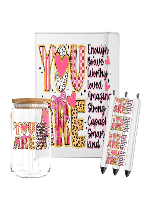 You are ( affirmation ) (pink hearts)-UV DTF