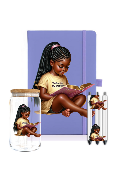 The Lord is my Shepherd yellow little girl - Journal UV DTF