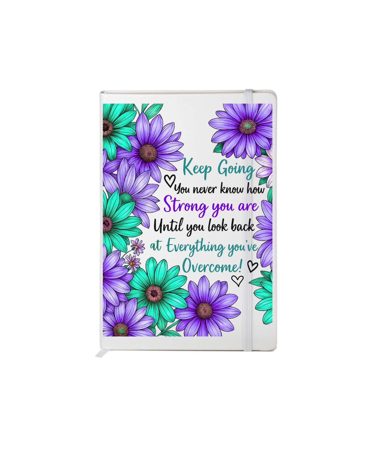 Keep going (teal and purple Flowers)- Journal UV DTF DECAL