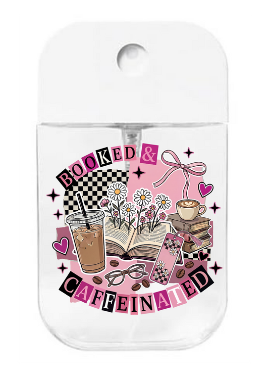 Booked & Caffeinated -UVDTF- Spray bottle Tranfers