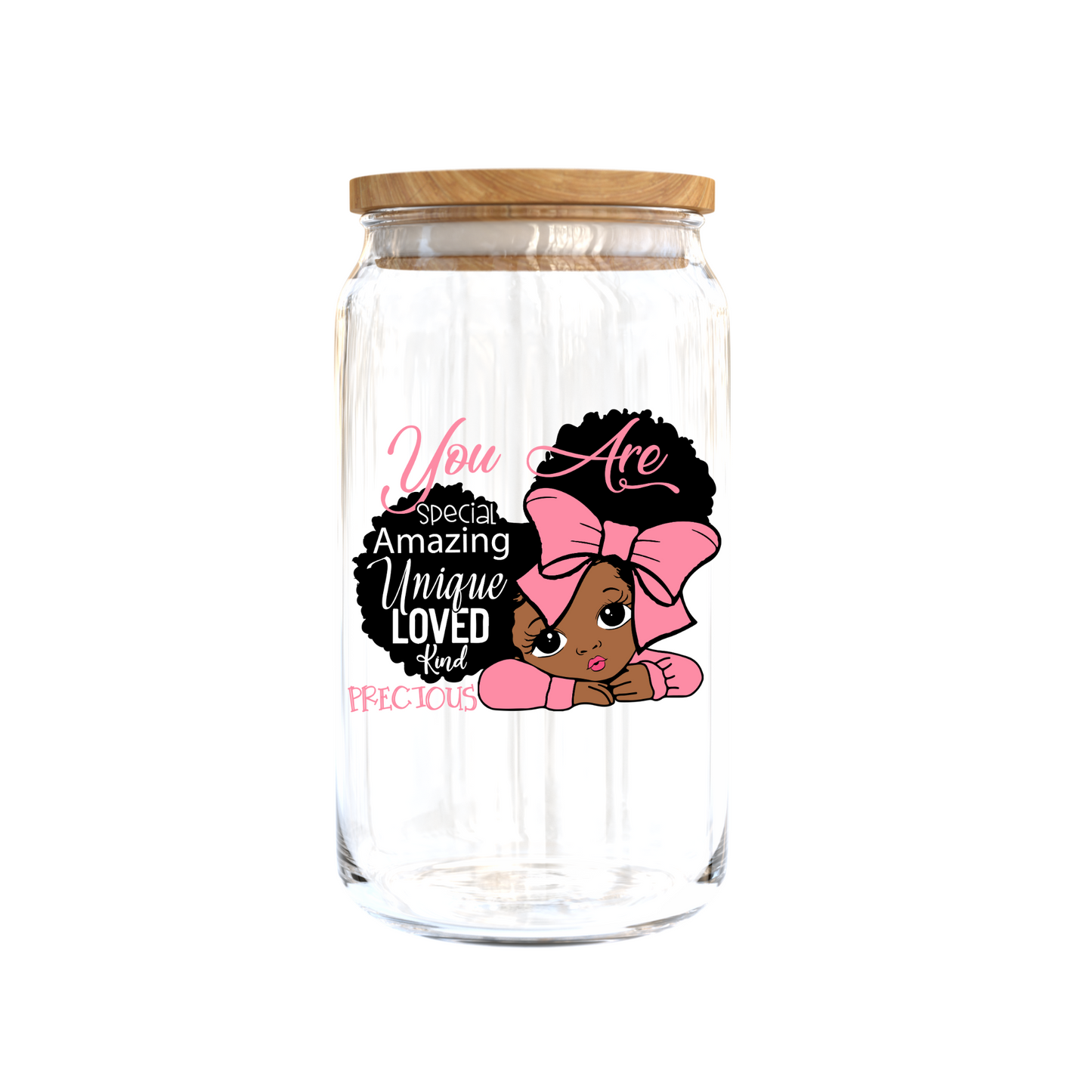 You are/ Affirmation words . For Little Girls - Pink Theme -UV DTF DECAL 3"