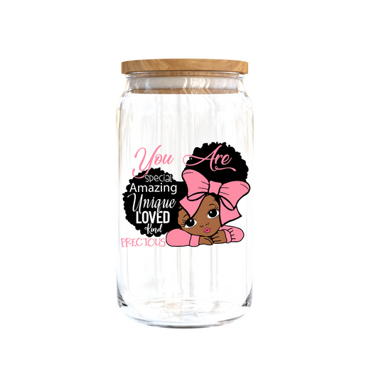 You are/ Affirmation words . For Little Girls - Pink Theme -UV DTF DECAL 3"