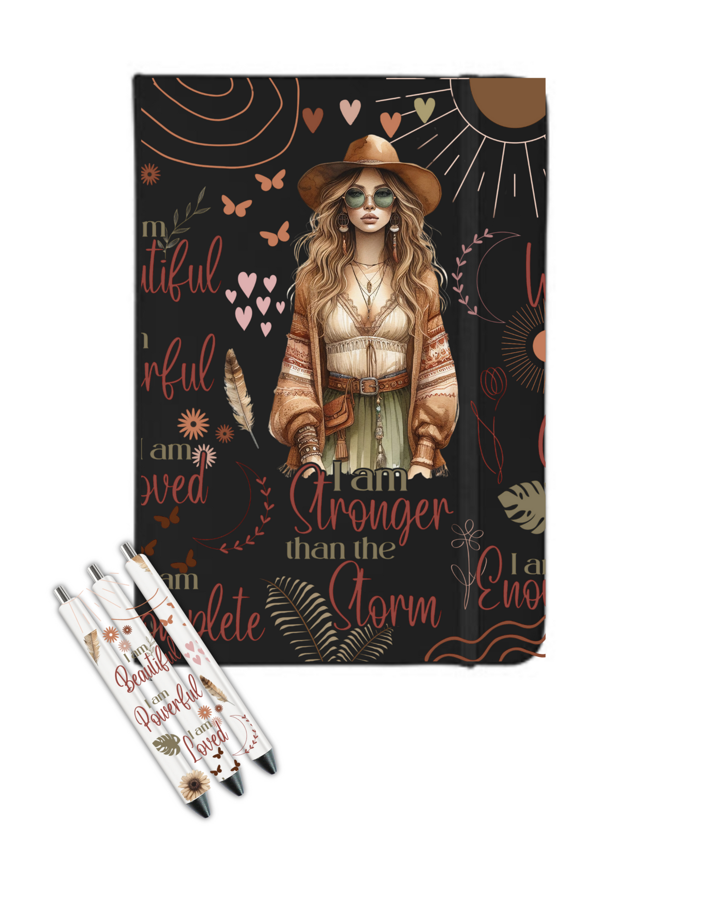 I am Stronger than the storm- Positive Affirmations, Self Love Caucasian Woman  -Journal UV DTF DECAL