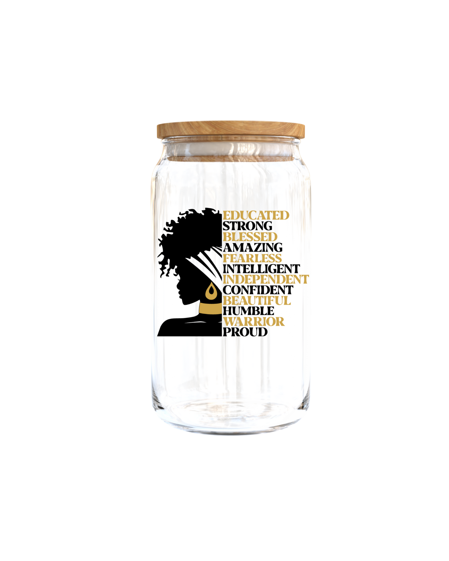 Educated ,Strong, Blessed (Black & Gold FONT-UV DTF
