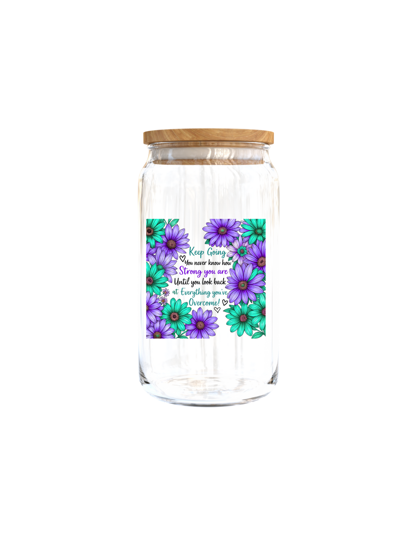 Keep going (teal and purple Flowers)- Journal UV DTF DECAL