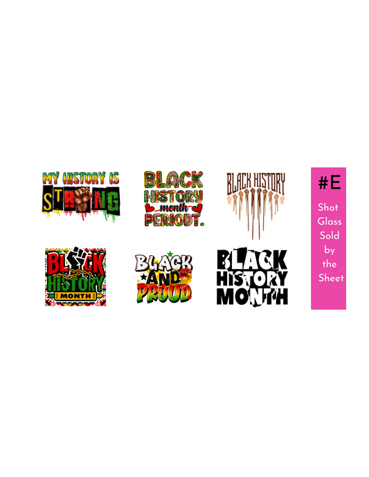 Black history #E Glass Sold  by  the  Sheet- UV DTF Wrap -Double Sided UVDTF