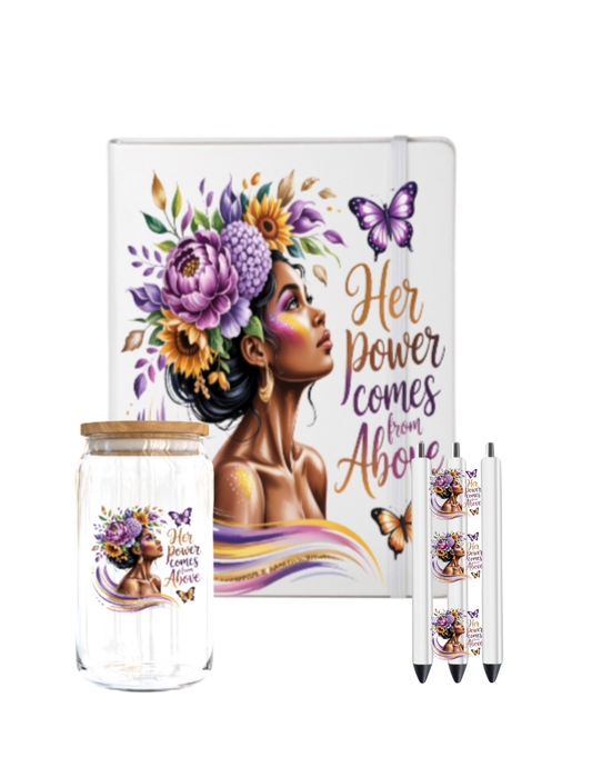 Her power comes from above (Melanin Christian related) -Journal UV DTF DECAL