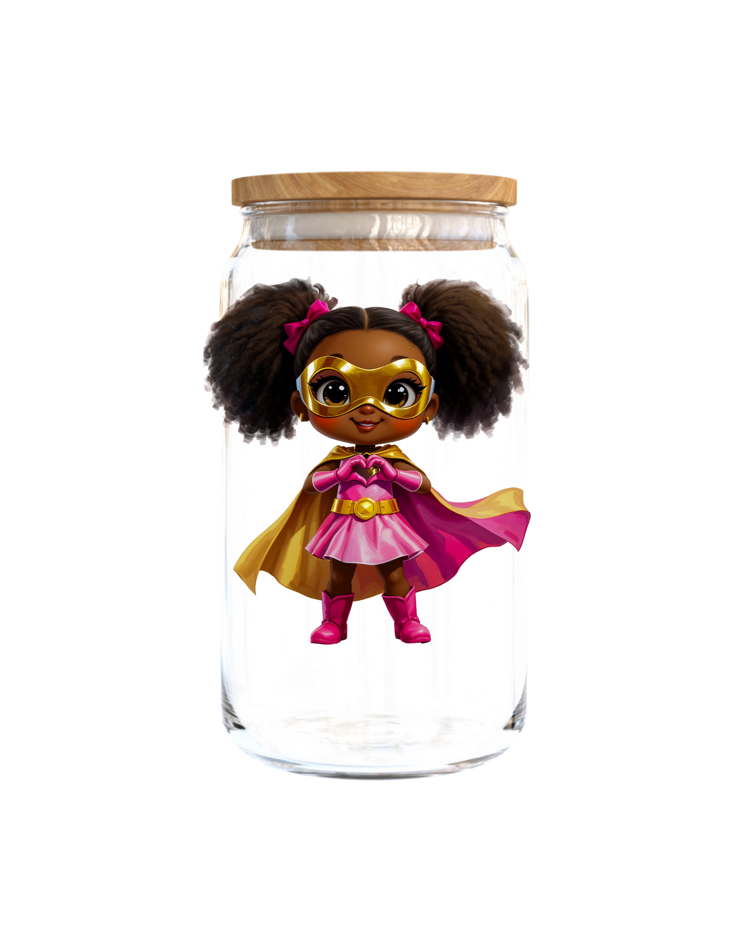 Little Girl Super Pink Hero (Black girl) -UV DTF