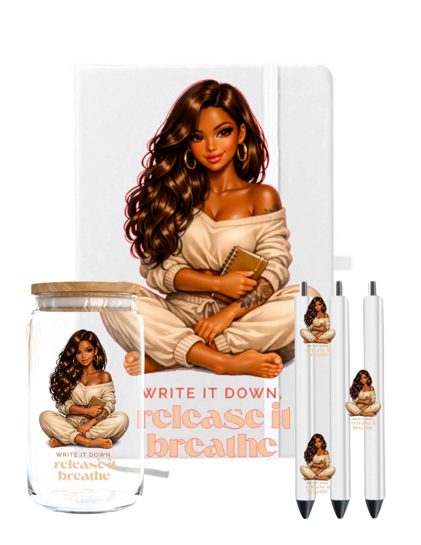 Write it down Release it Breathe (Brown Skin)-UV DTF