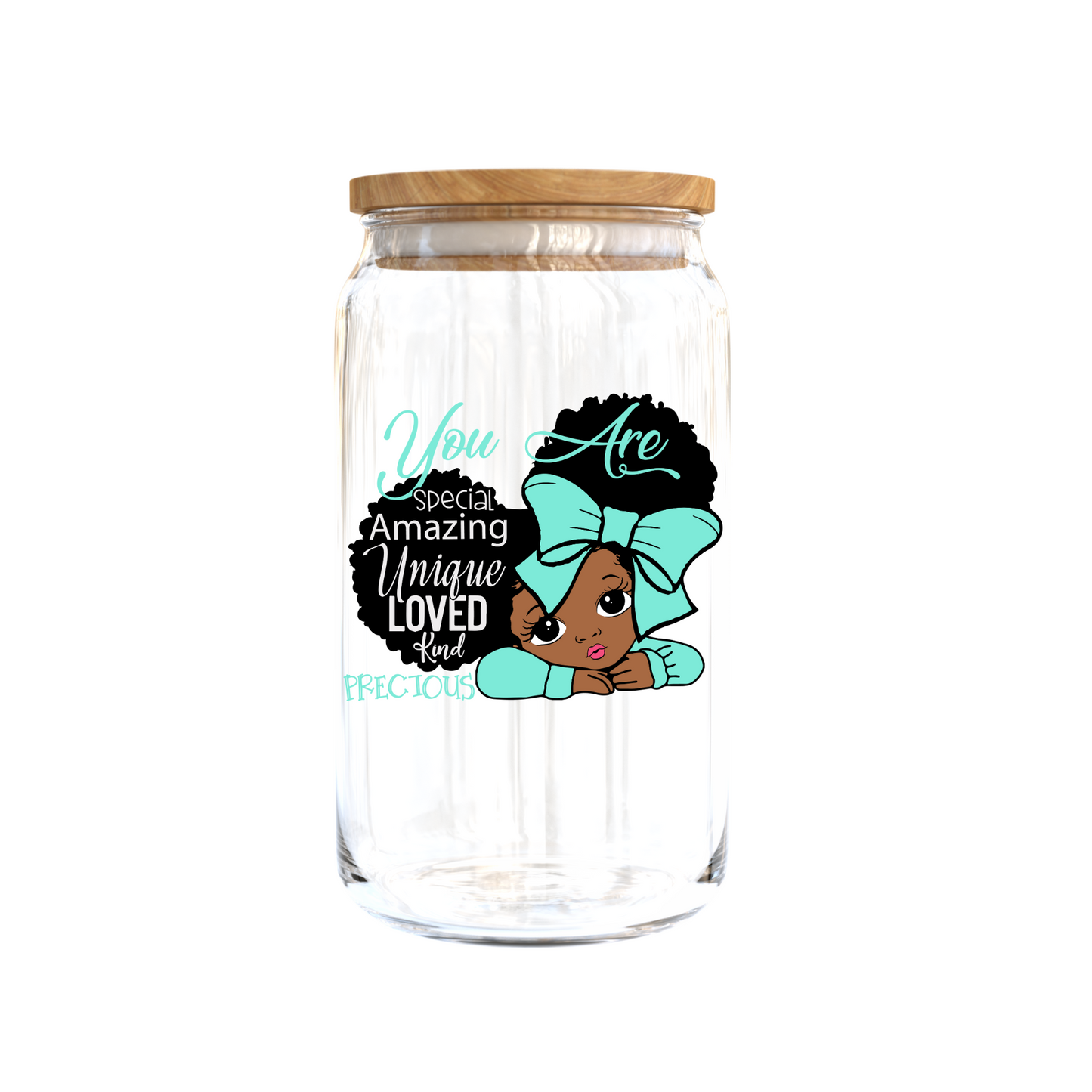 You are/ Affirmation words . For Little Girls - Blue Theme -UV DTF DECAL 3"