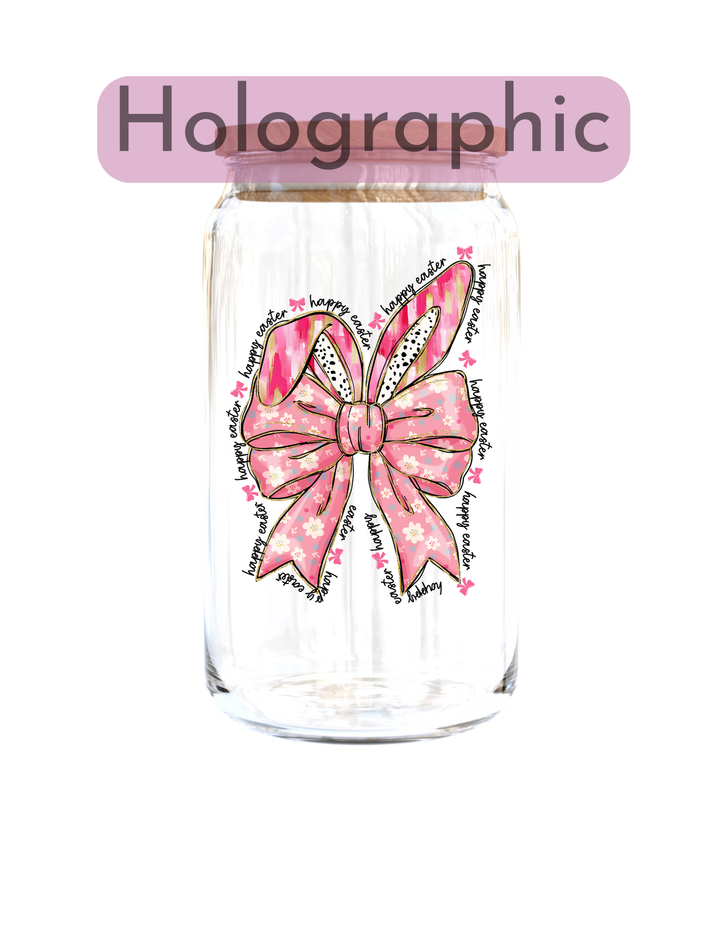 Ribbon Bunny Easter-(Easter theme) {HOLOGRAPHIC} | UV DTF DECAL 3''
