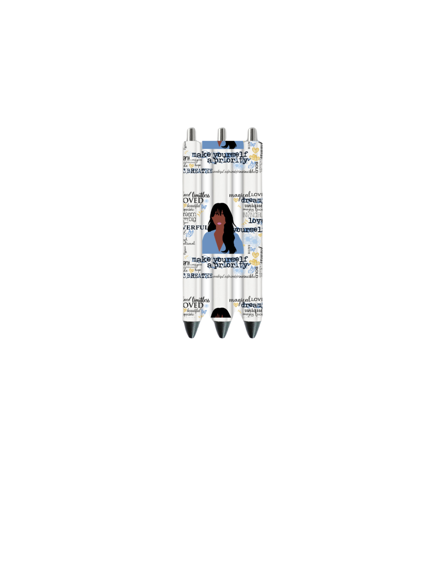 Make yourself a Priority blue shirt bangs ( Black Woman )| Journal  UV DTF DECAL