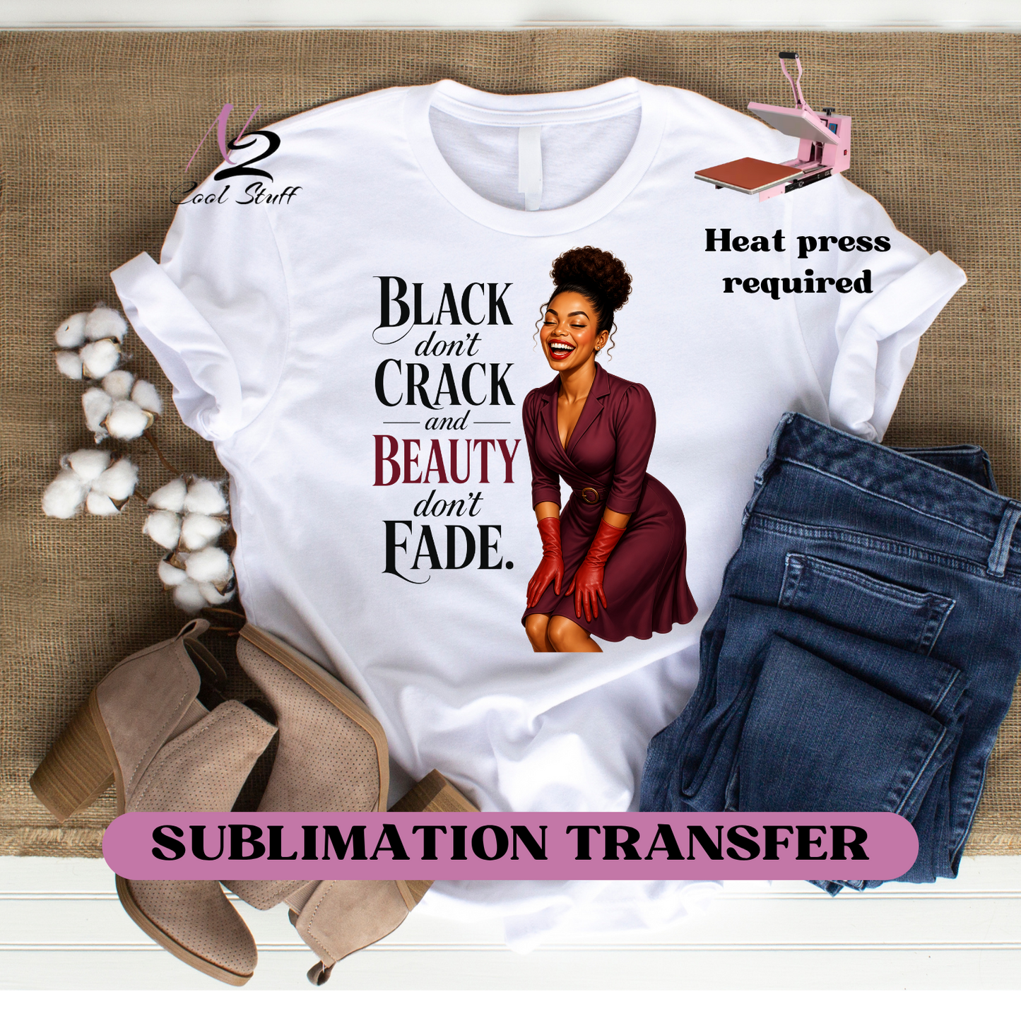 Black dont crack-Ready to press SUBLIMATION  transfer