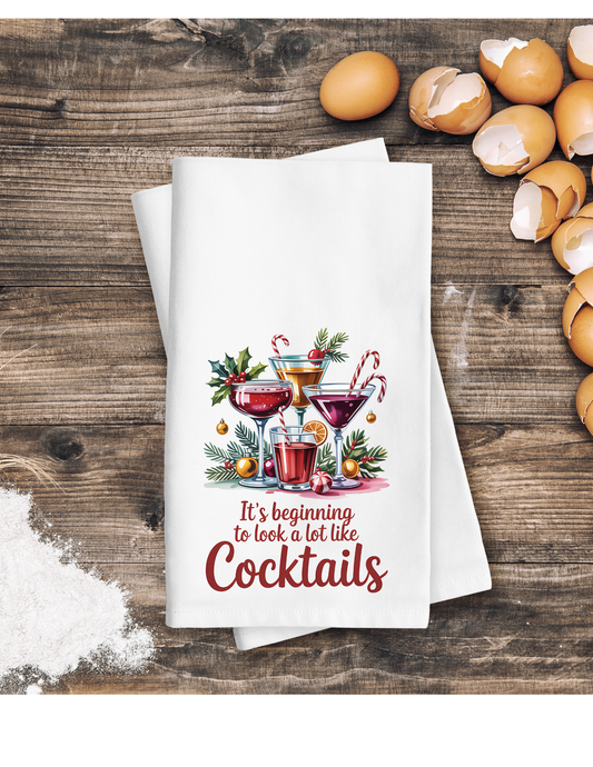 It's beginning to look alot like Cocktails- Kitchen Towel DTF