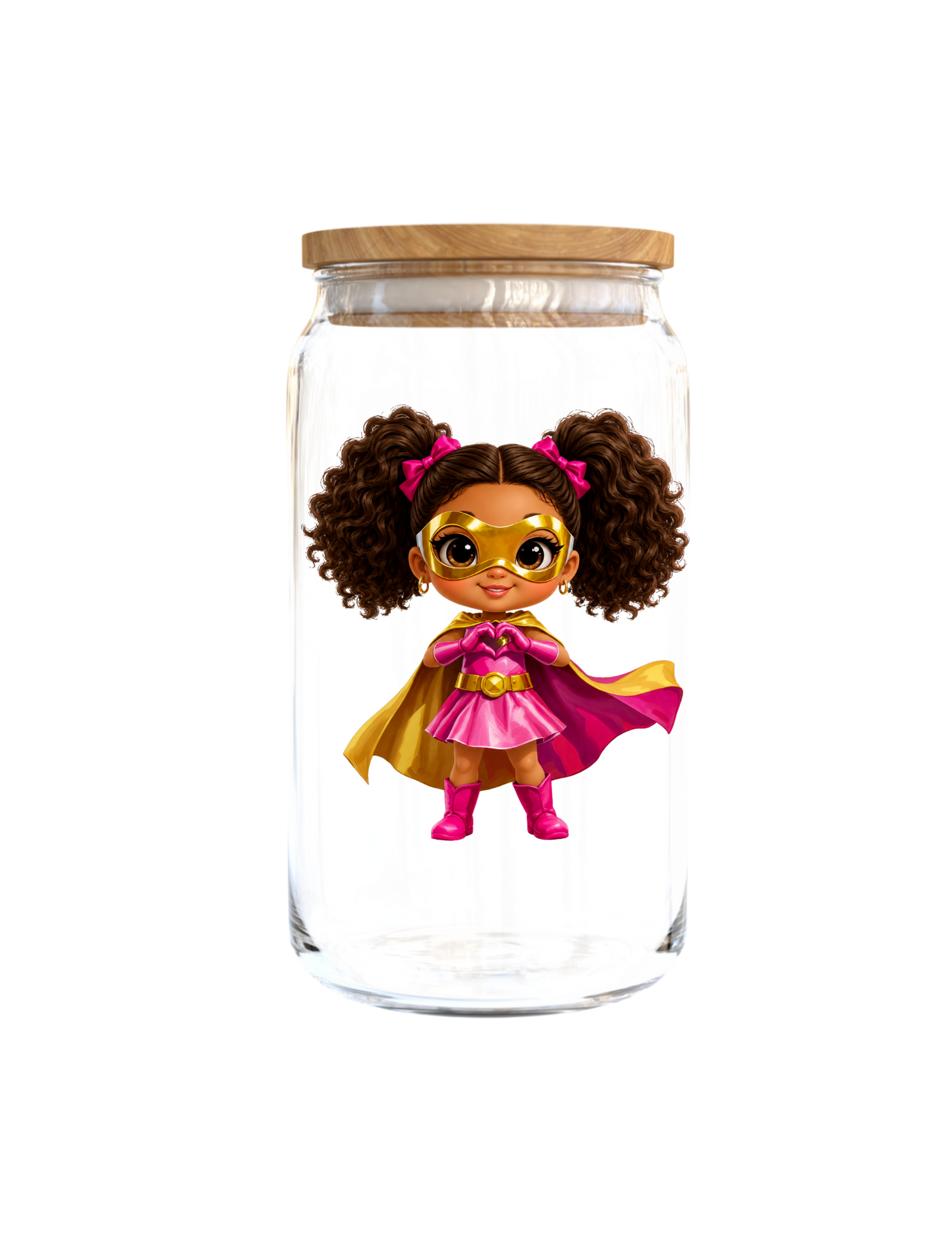 Little Girl Pink Super Hero (Latino) -UV DTF