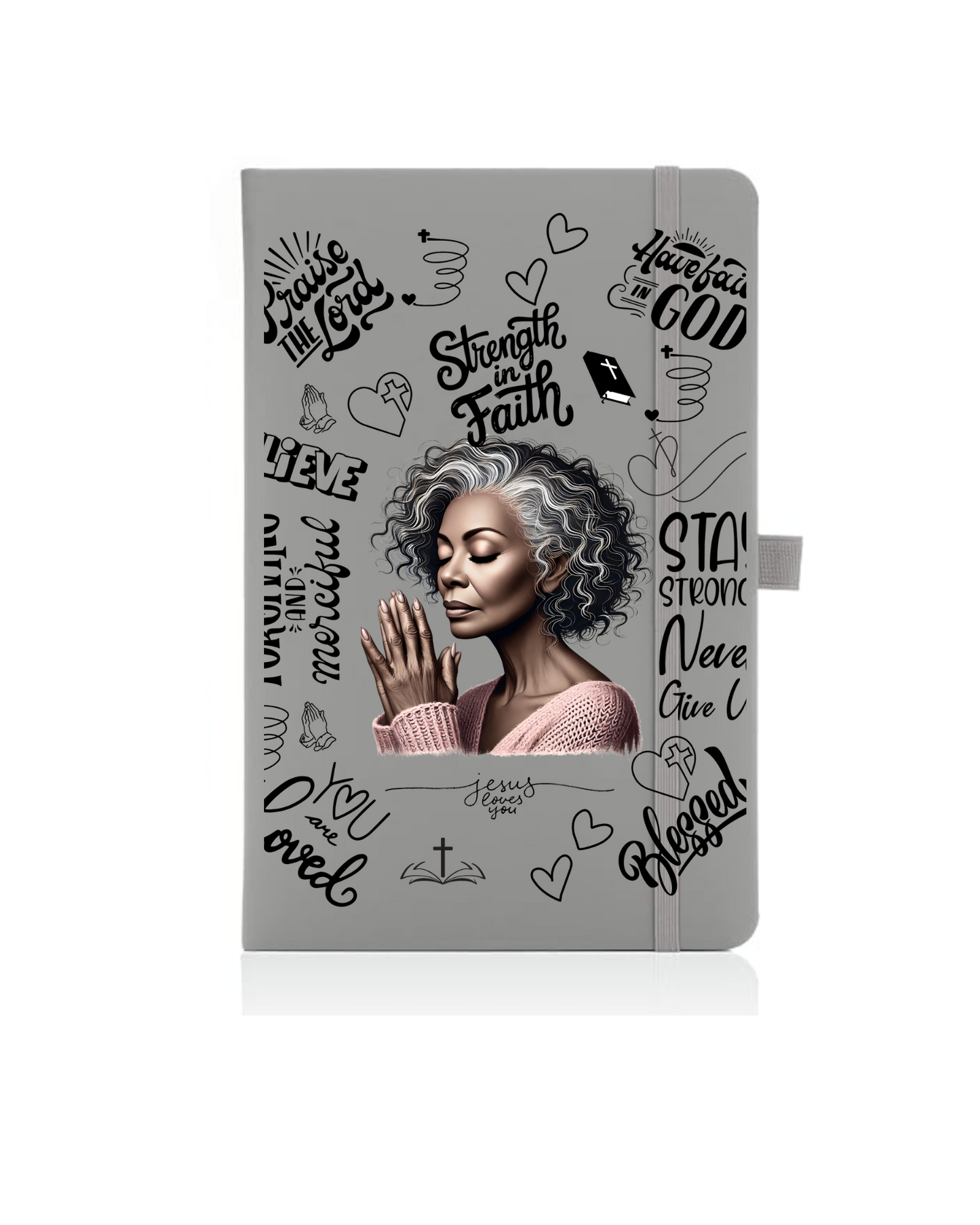 Strength in faith ( pink sweater)- Journal UV DTF