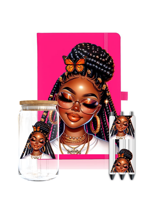 Pretty Lady with braids - Journal UV DTF