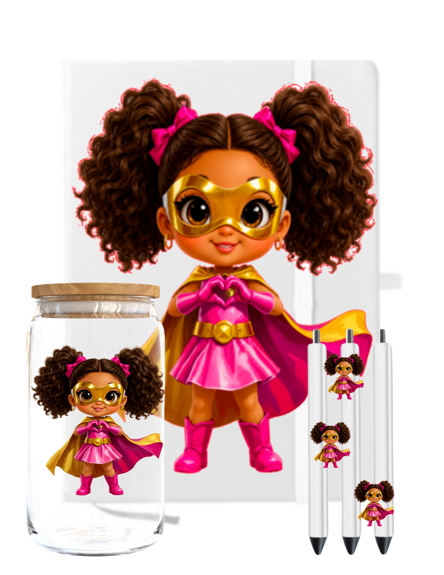 Little Girl Pink Super Hero (Latino) -UV DTF