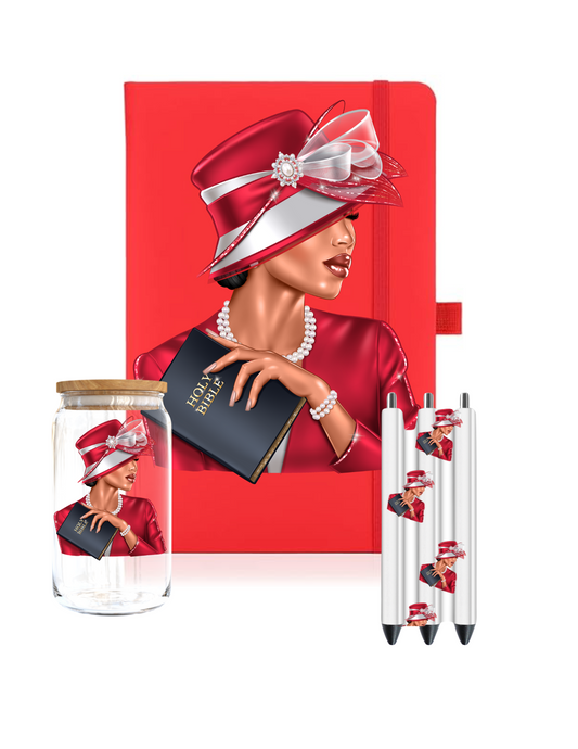 Church woman-red outfit- Journal UV DTF