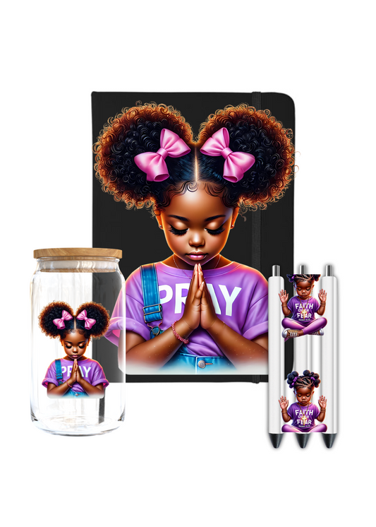 Pray -kid-purple shirt - Journal UV DTF