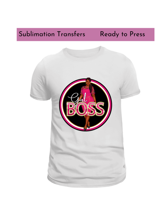 Girl Boss (black woman) - Sublimation transfers, Ready to press transfer