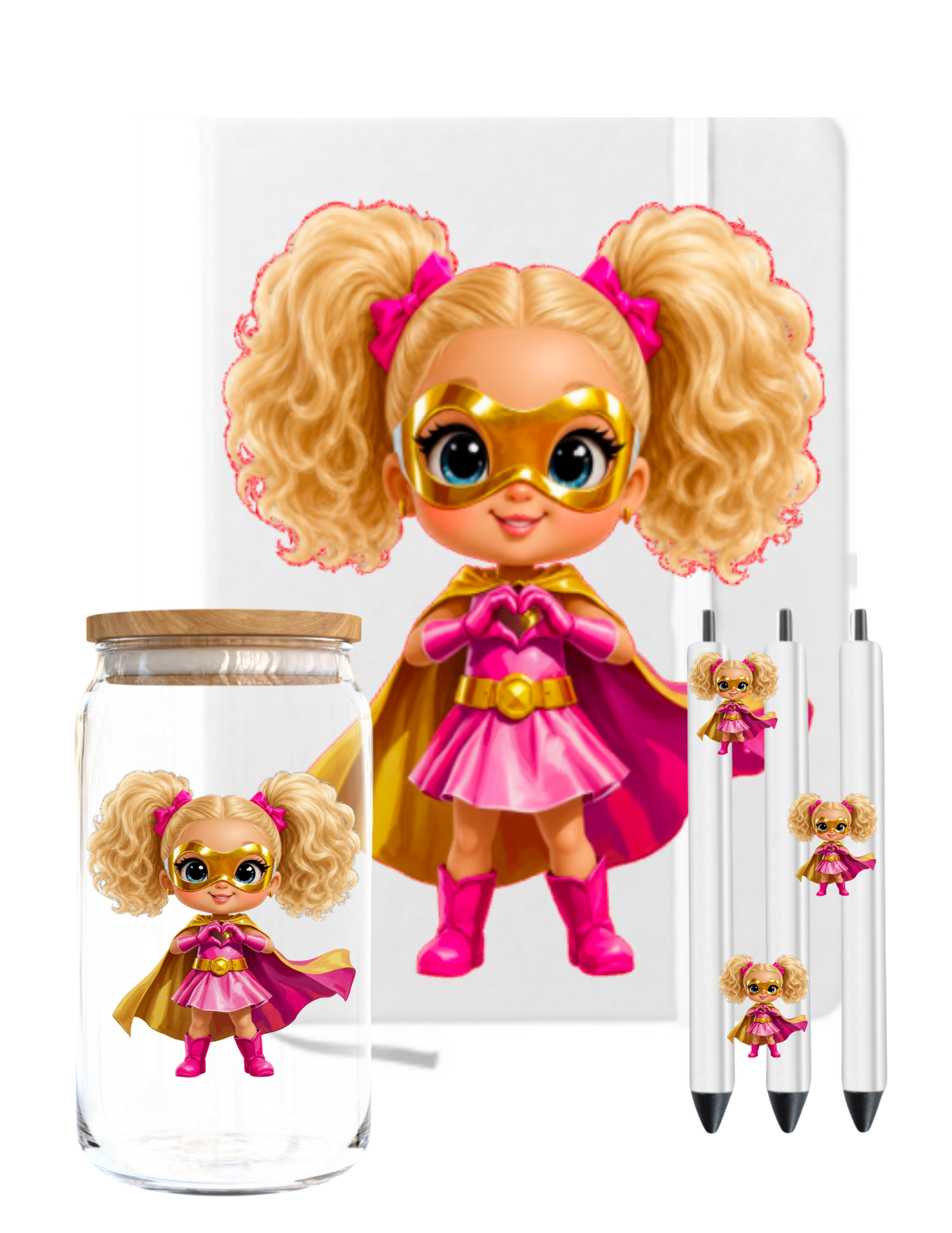 Little Girl Pink Super Hero (Vanilla ) -UV DTF