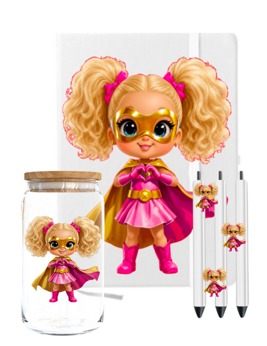 Little Girl Pink Super Hero (Vanilla ) -UV DTF