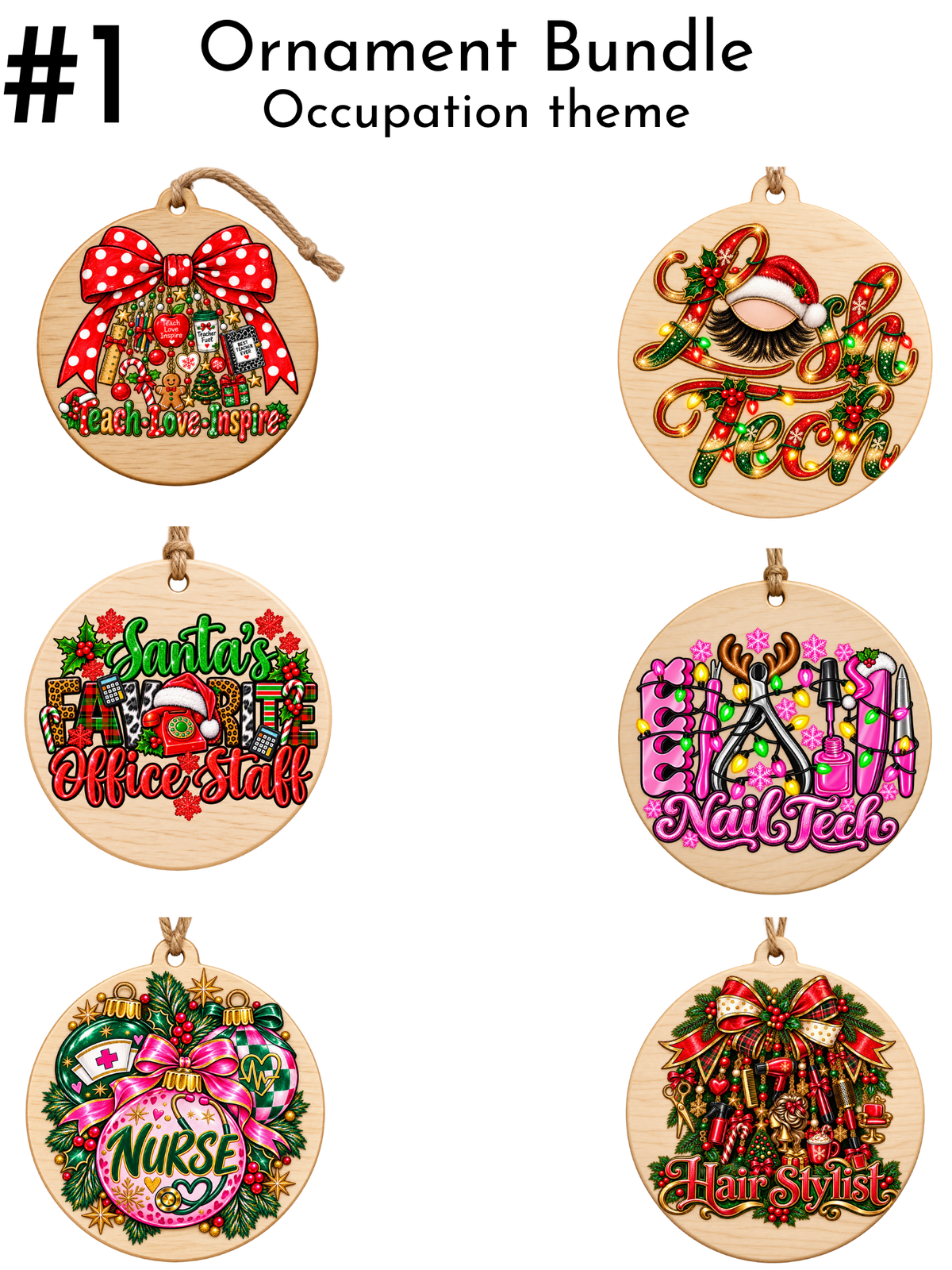 #1 - Ornaments Sheets (Occupation Theme) ( Christmas Theme) -UV DTF