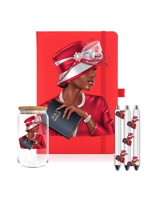 Church woman-red outfit- Journal UV DTF