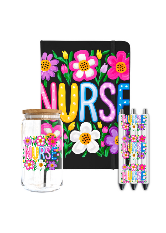 Nurse with flowers - Journal UV DTF