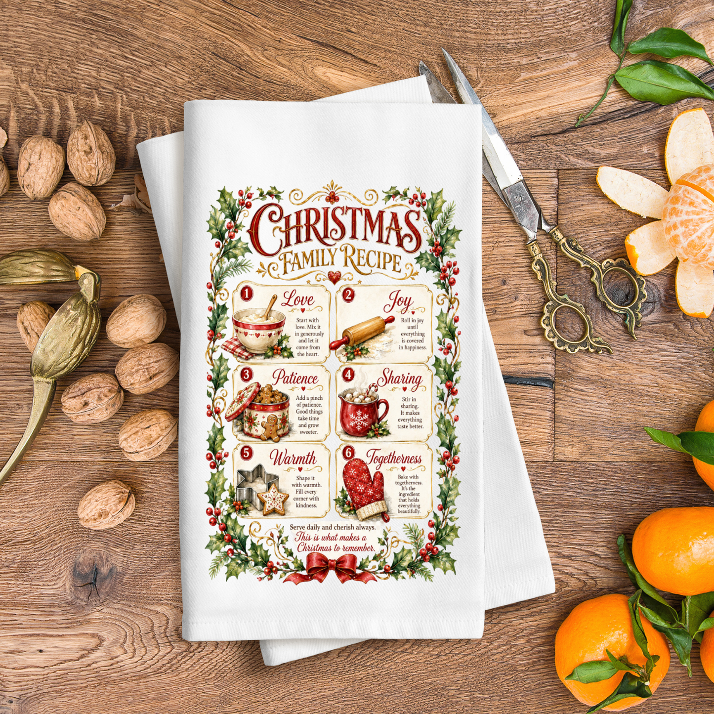 Christmas Family Recipes  Kitchen Towel DTF