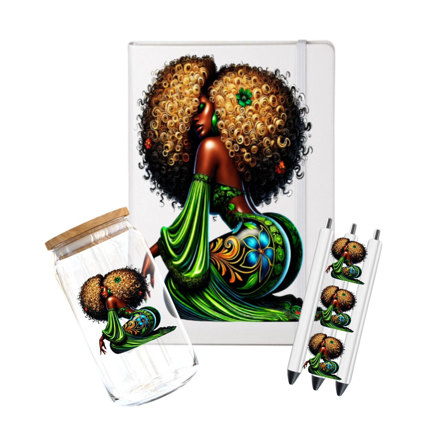 Black woman ( GREEN DRESS) -UV DTF