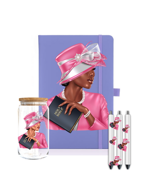 Church woman-pink outfit- Journal UV DTF