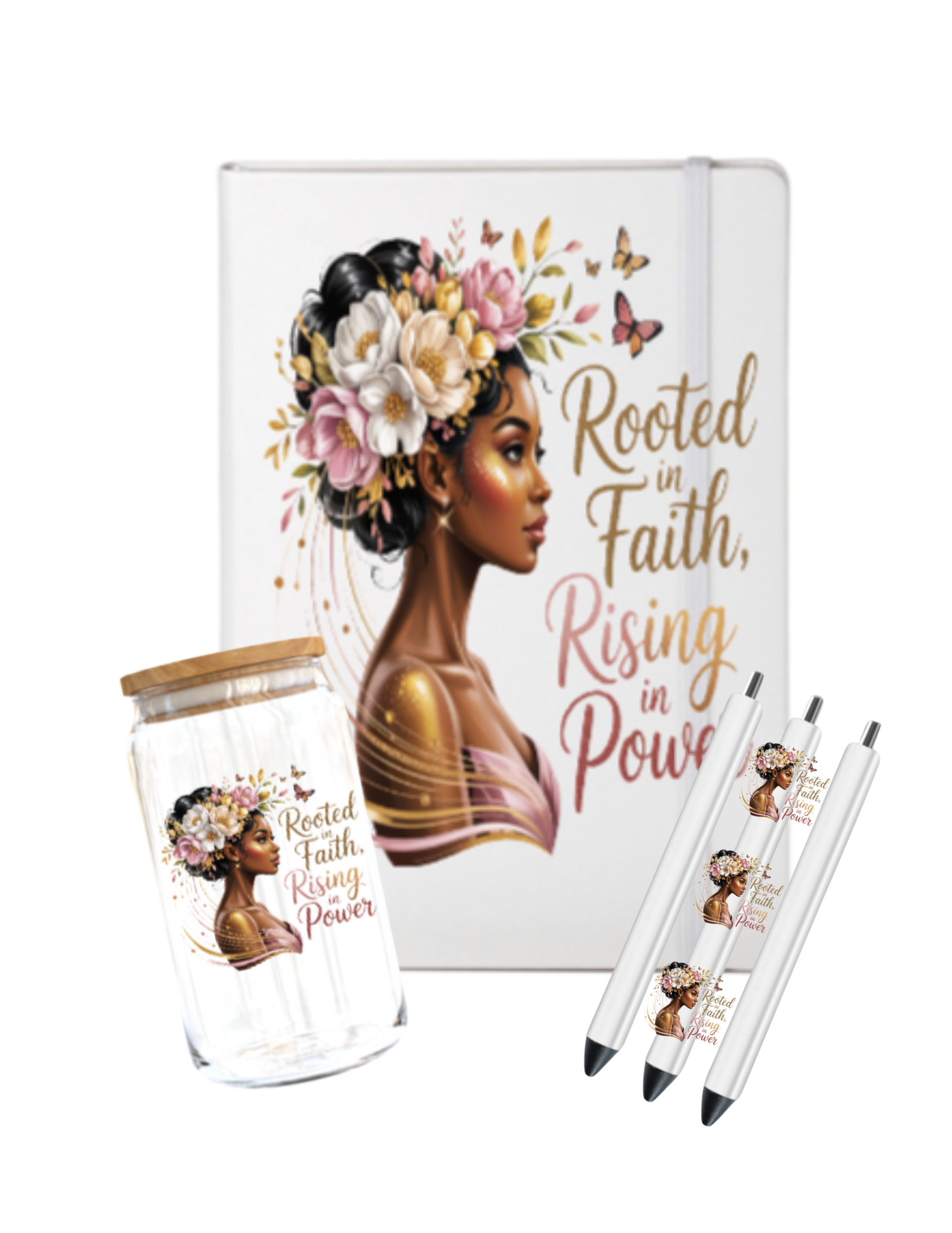 Rooted in Faith, Rising in Power (Melanin Christian related) -Journal UV DTF DECAL