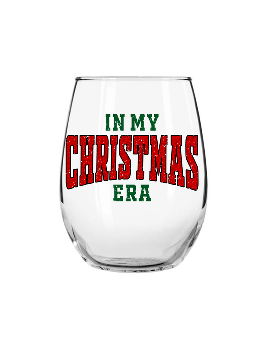 In my Christmas era-  Wine glasses UV DTF