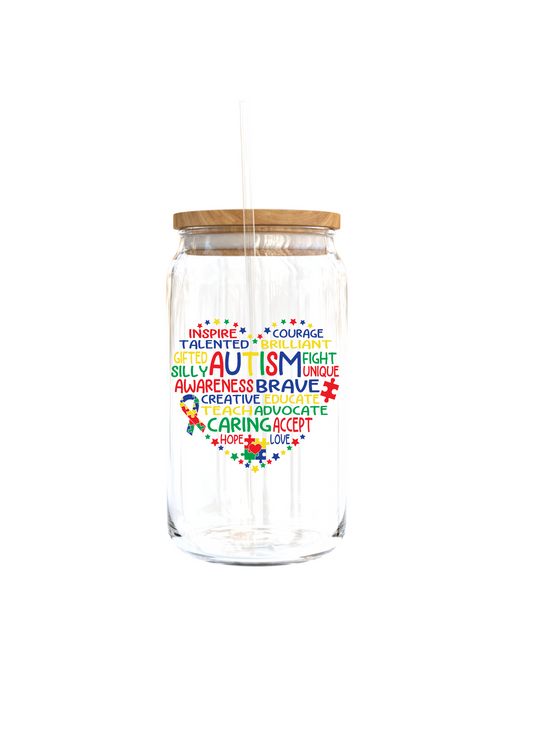 Autism Heart-UV DTF DECAL 3''