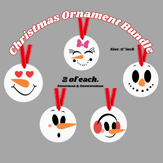 Snowman and woman - UV DTF DECAL ORNAMENT BUNDLE