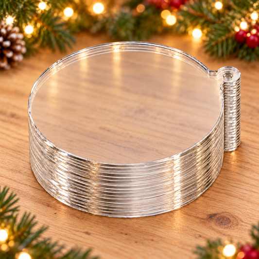 5 PCS. Blank Ornaments 4''inches Round Clear Acyclic