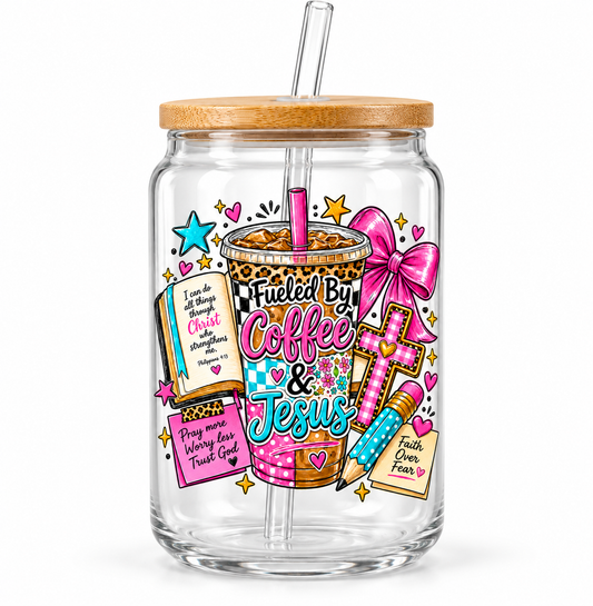 Fuled by Coffee & Jesus- 4x4 UVDTF Cups