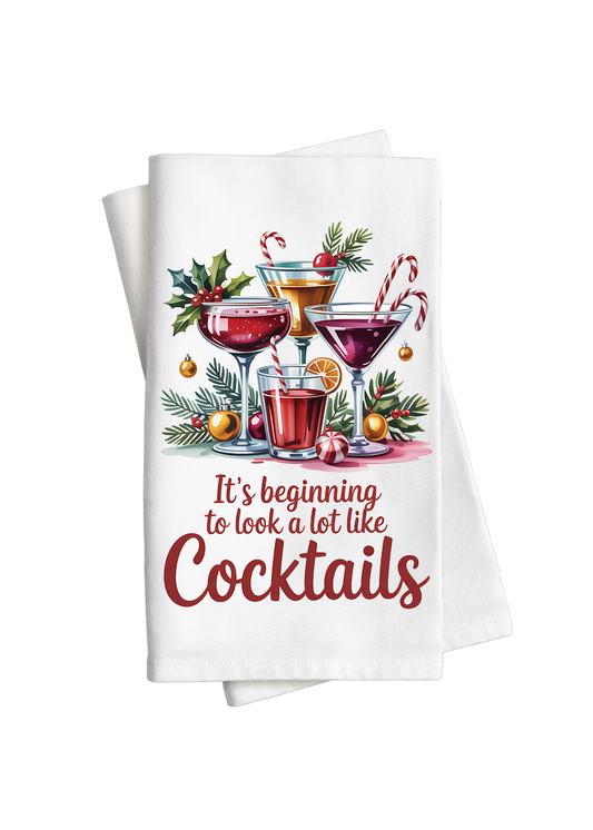 It's beginning to look a lot like Cocktails - Kitchen Towel DTF